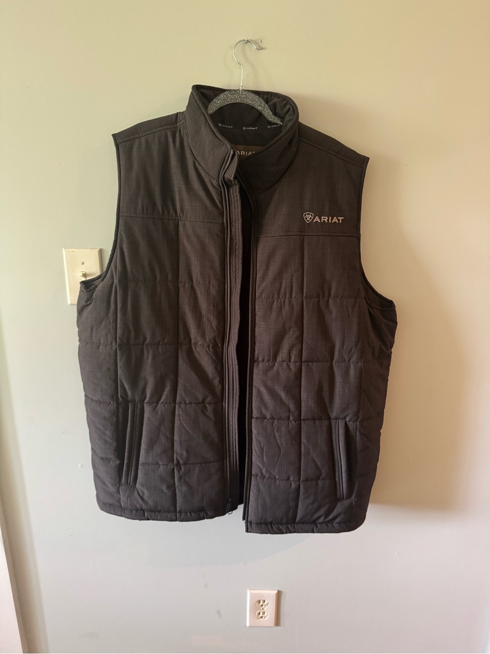 Ariat Men's Quilted Dark Brown Vest with Stand Collar